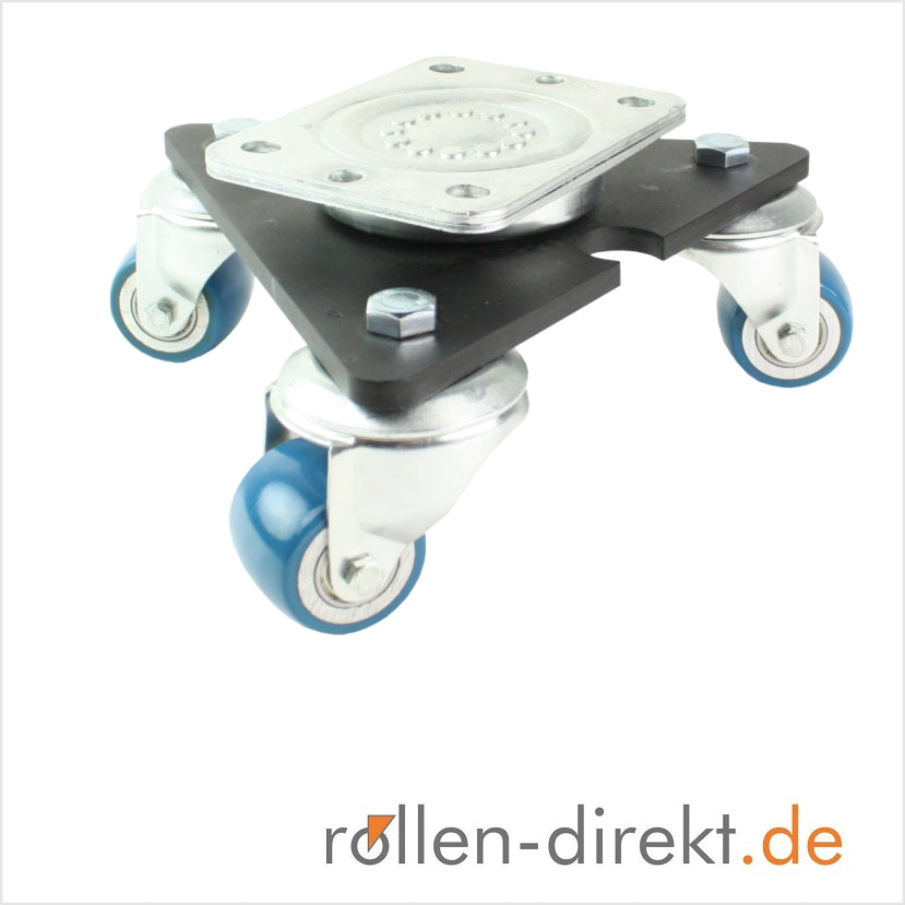 50 mm Mini-Schwerlast-Drehteller mit Soft-Polyurethan-Rad, ballige Lauffläche – weiches PU-Rad mit gewölbtem Profil für bessere Richtungsstabilität.