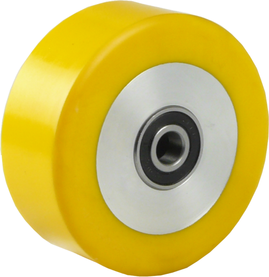 100 x 30 mm Polyurethan-Rad, Kugellager, Alu-Felge, flache Form