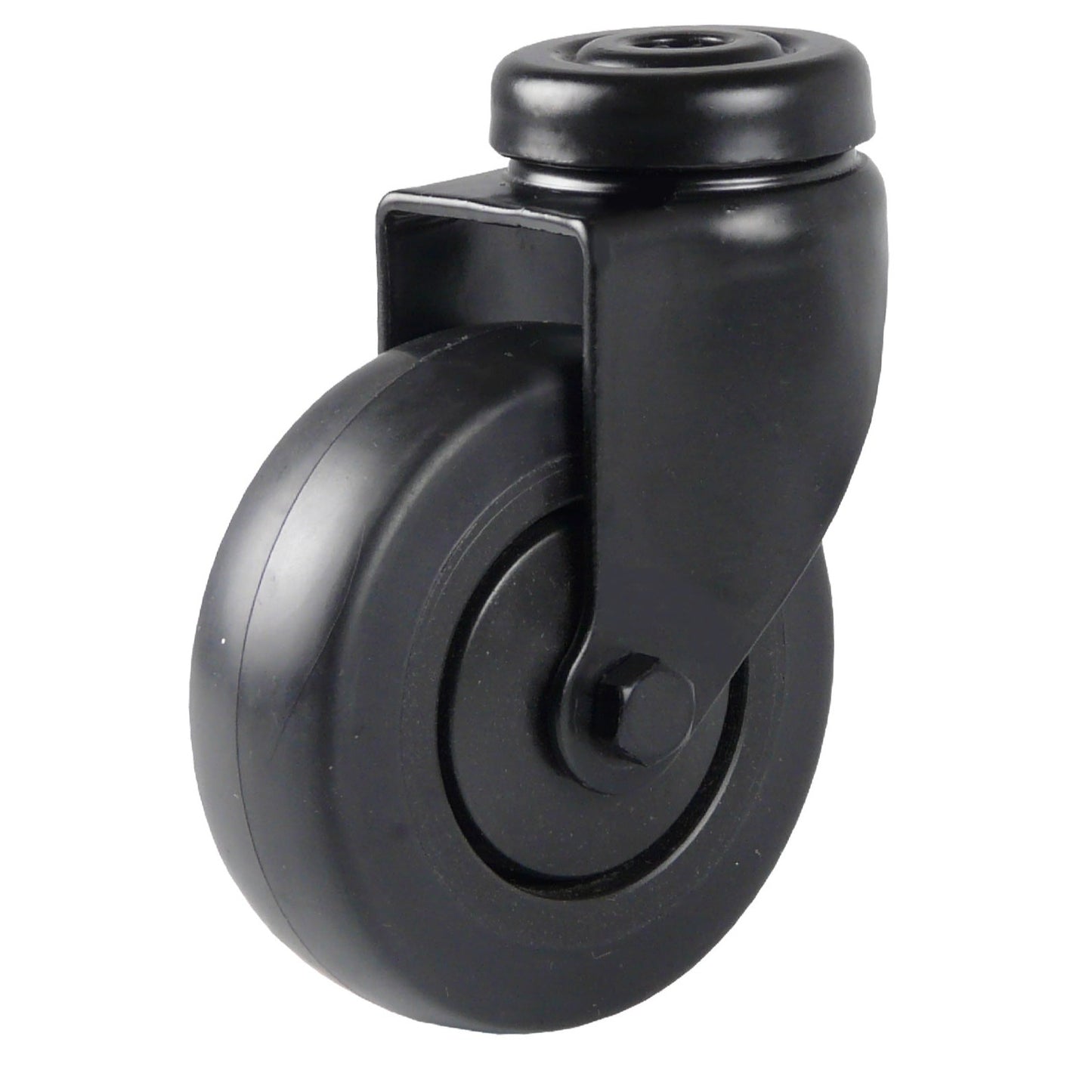 50 mm - Zwart zwenkwiel met boutgat
