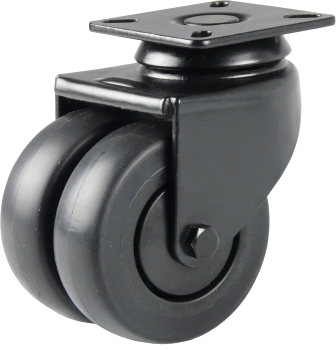 schwarze doppellenkrolle mit platte - black swivel double wheel castor
