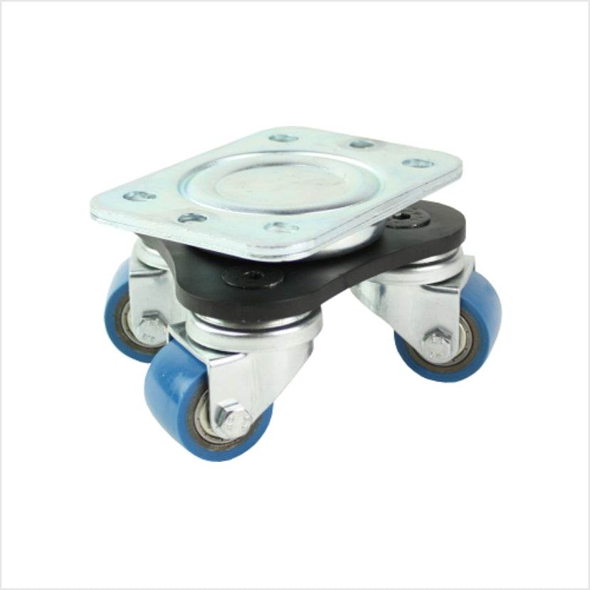 Mini-Schwerlastrollen-Drehteller DRT-MIS-680K mit Dreiecksfahrwerk und drei Laufrollen, Raddurchmesser 35 mm, kompakter Drehteller für präzises Positionieren und hohe Traglasten