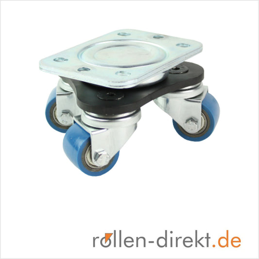 35 mm mini-triple swivel voor zwaar gebruik met zacht polyurethaanwiel