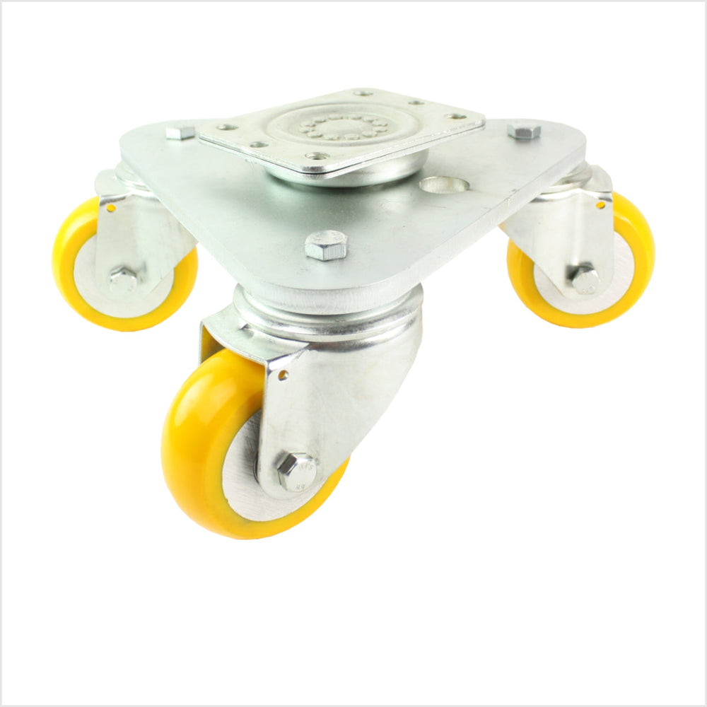 150 mm Drehteller 3 professionell-PU-Lenkrollen, ballig, gelb - DRT-TSS/690KBA/150/50