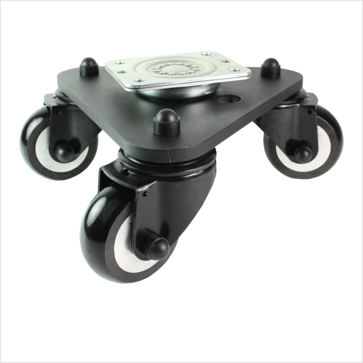 125 mm Drehteller 3 professionell-PU-Lenkrollen, ballig, schwarz - DRT-TSS/691KBA/125/45