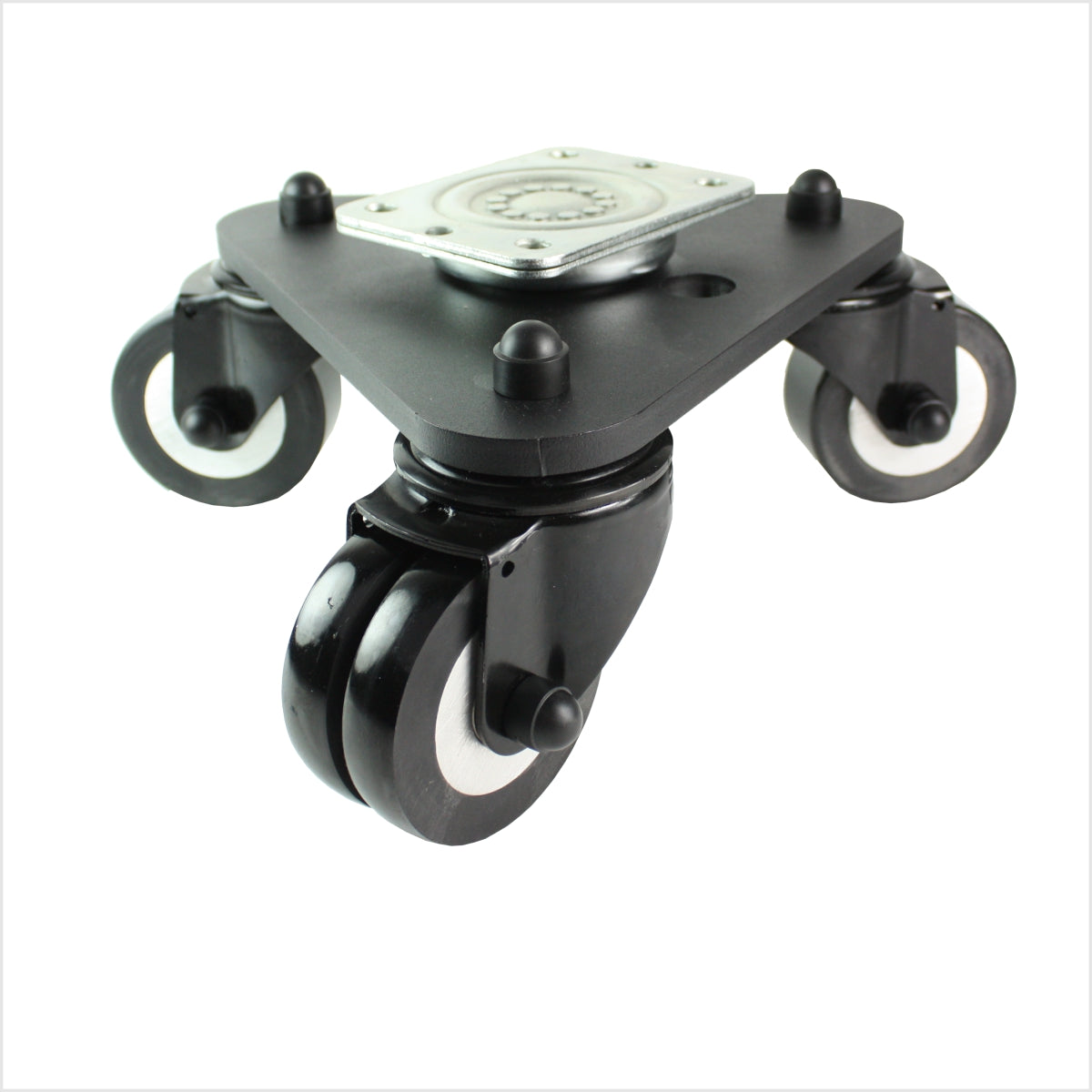 65 mm Schwerlast-Drehteller, schwarz, 3 PU-Rollen ballig – Typ DRT-MG/691KBA/065/30