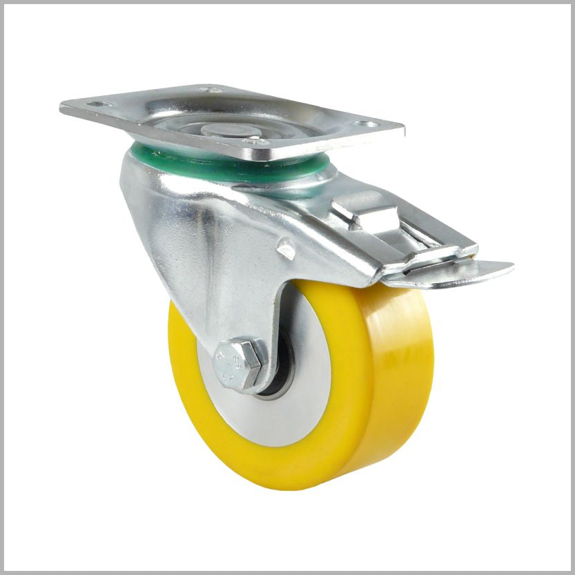 125 mm Lenkrolle Feststeller PU flach