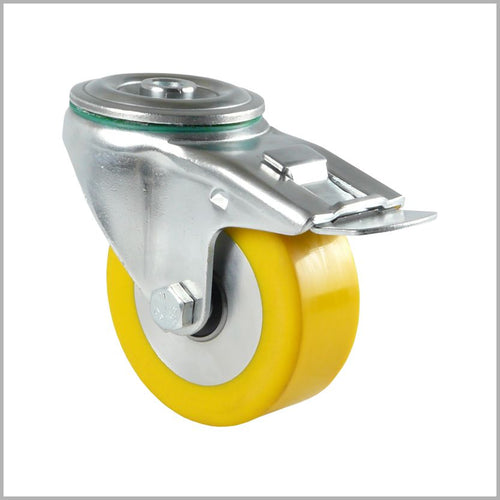80 mm Lenkrolle Rückenloch Feststeller PU