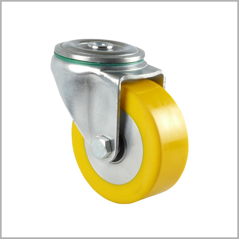 80 mm Lenkrolle, Rückenloch, Polyurethan-Rad, ballig & flach - R-TS/690KBA/080/30