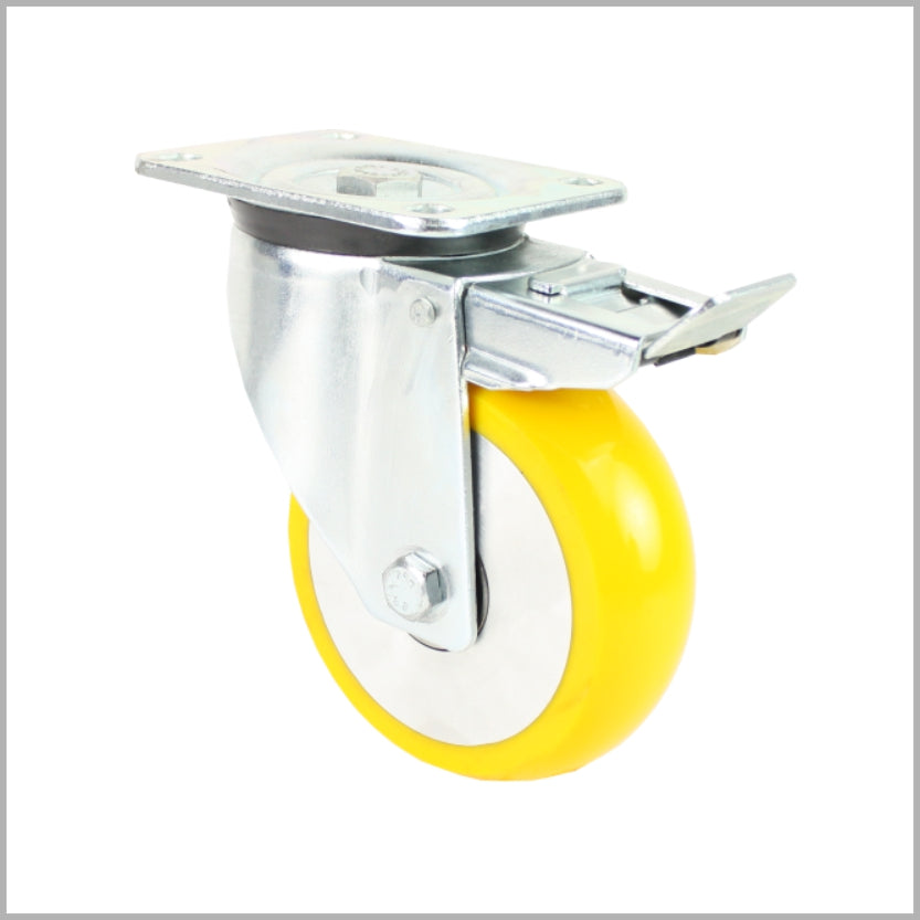 200 mm Lenkrolle mit Feststeller PU-Rad, ballig Kugellager - LTB-L/690KBA/200/50