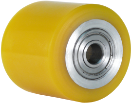 65 x 40 mm Schwerlast-Polyurethan-Rad, Kugellager, Alu-Felge, flache Form