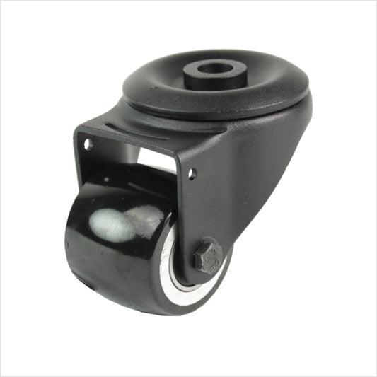 50 mm mini heavy-duty wiel - zwart zwenkwiel met boutgat