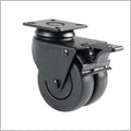 50 mm - Zwart dubbel zwenkwiel met plaatbevestiging en rem