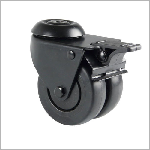 75 mm - Zwart dubbelzwenkwiel | TPE-rubber ruggat | rem | stil | soepel lopend