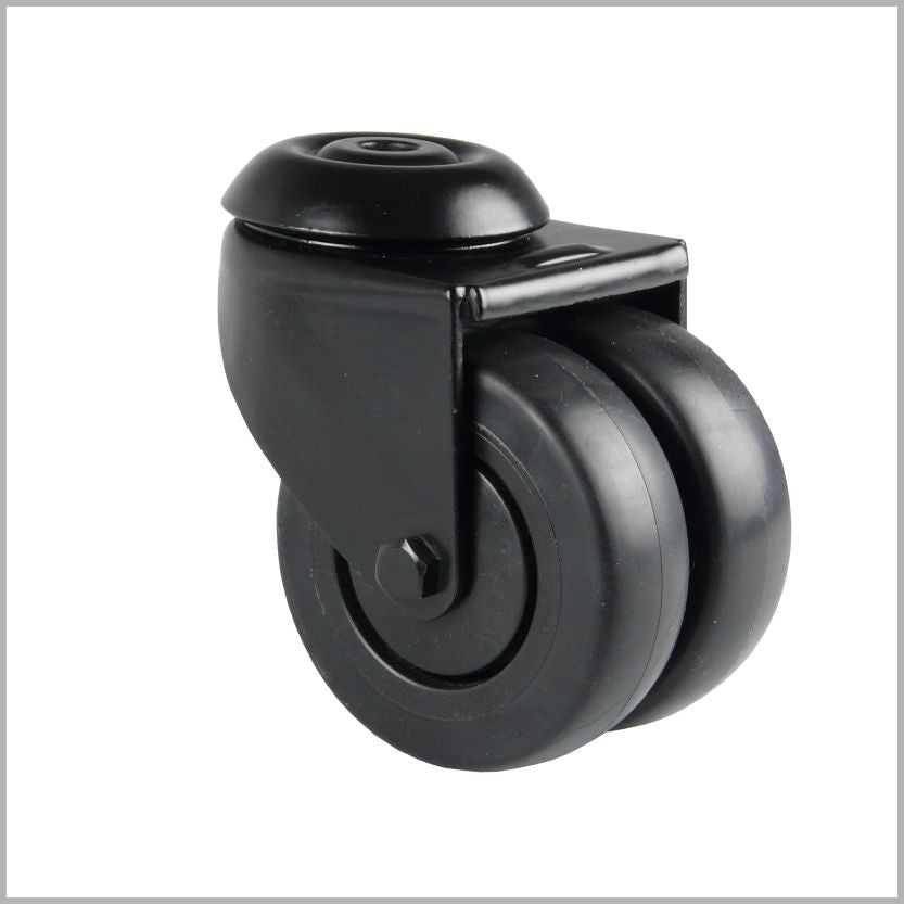 50 mm - Zwart dubbel zwenkwiel met boutgat