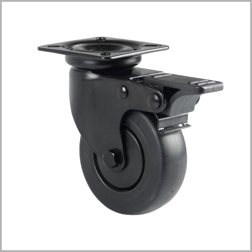 50 mm - Zwart zwenkwiel met blokkeerrem