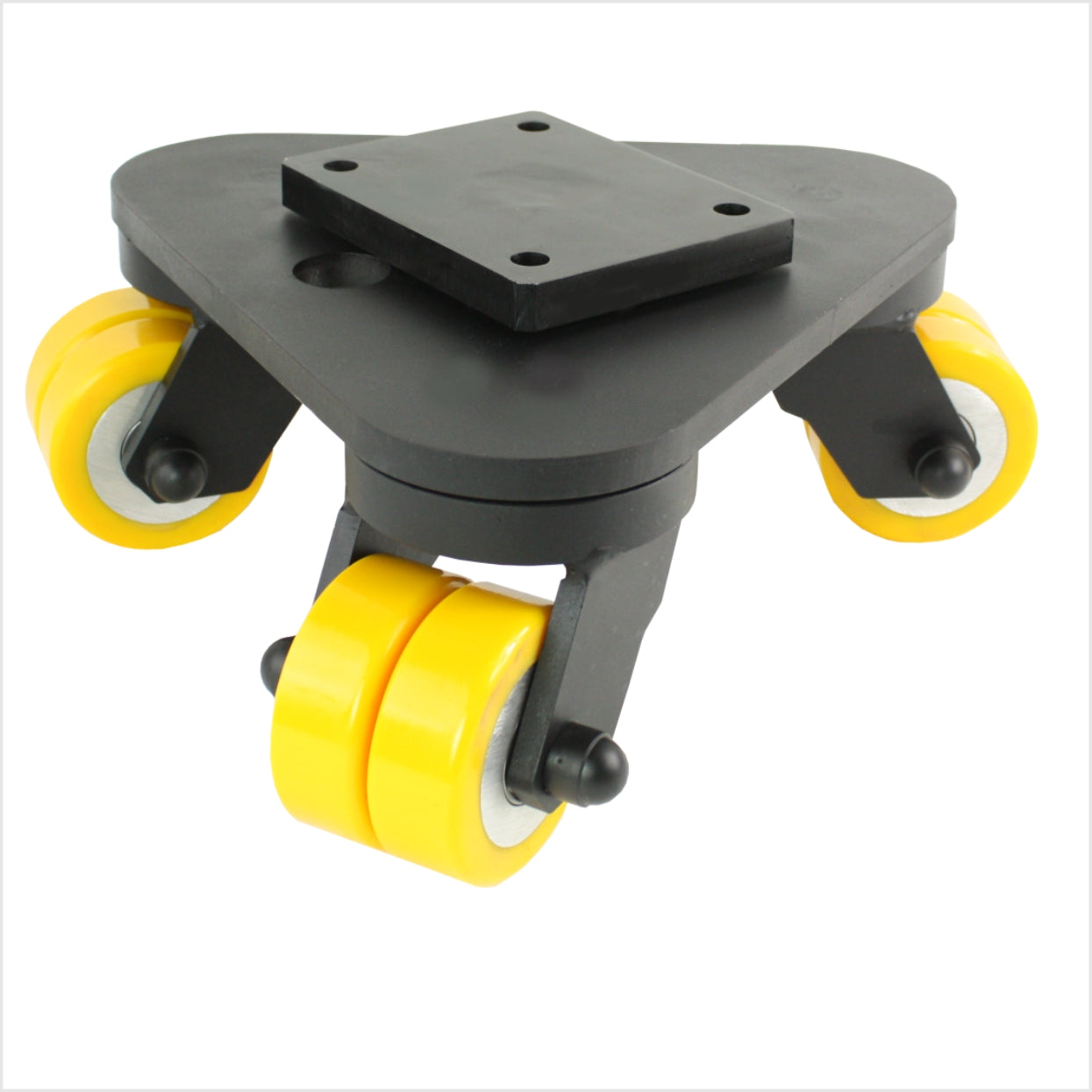 65 mm Schwerlast-Drehteller, 3 PU-Doppellenkrollen, flach - DRT-MG/690KFL/065/30