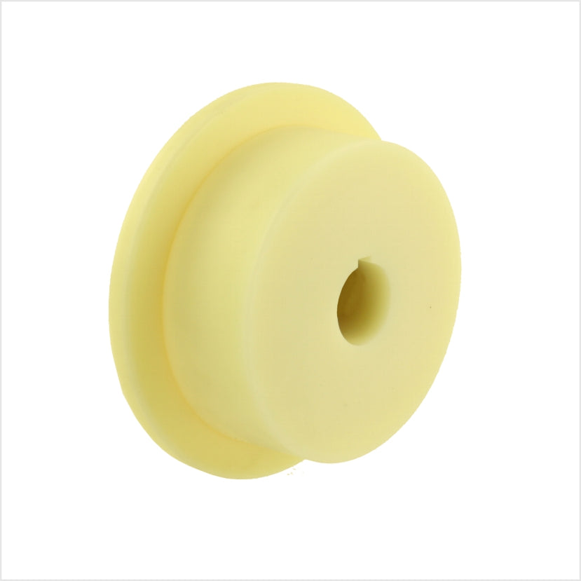 Flenswiel | 250 x 80 mm | Polyamide 6G | Kogellager | Asgat met spiebaan | Loopvlak 3°