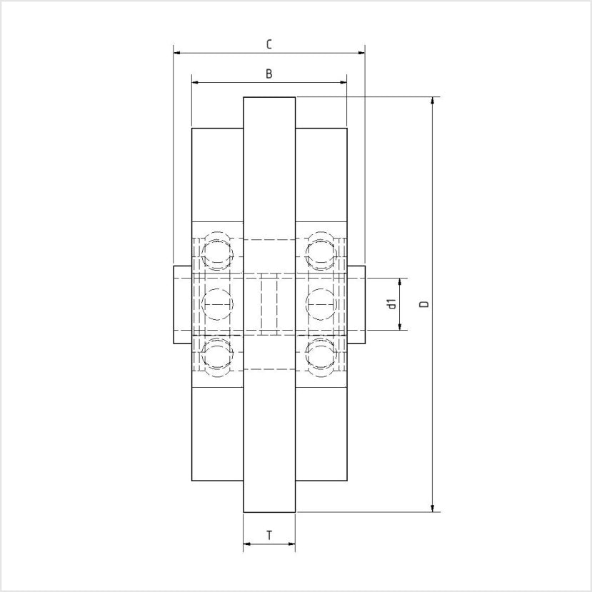 Einspurrad 65×40 mm Polyamid Edelstahl-Kugellager 40-mm-Aluminiumprofil