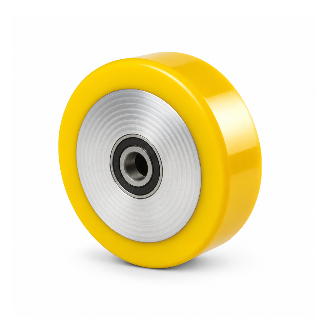 125 × 45 mm Polyurethaan wiel met massieve aluminium kern, vlak – serie 690