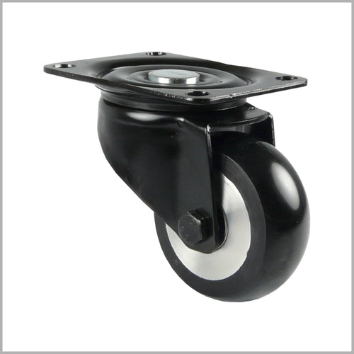 Schwarze Schwerlast-Lenkrolle 125 mm mit balligem Polyurethanrad und Kugellager