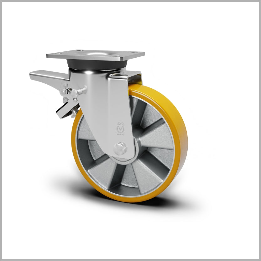 Transportwielen 250 mm | PU-wiel | aluminium velg | kogellager | opslag & intralogistiek
