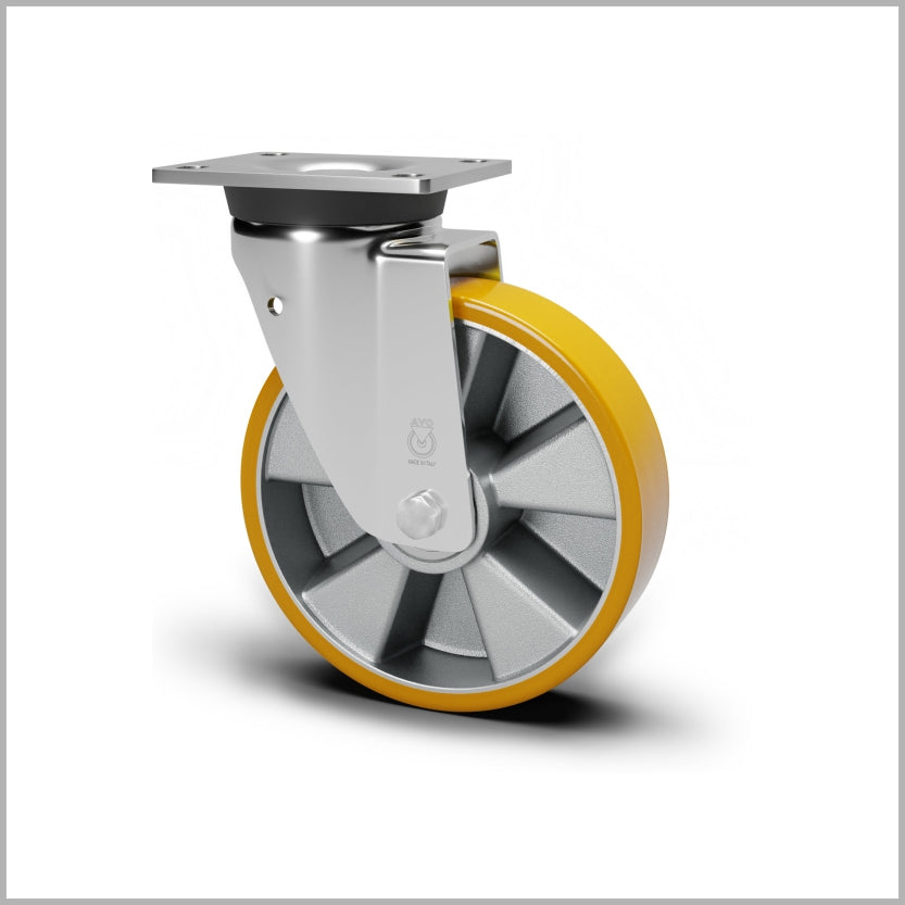 Transportwielen 250 mm | PU-wiel | aluminium velg | kogellager | opslag & intralogistiek