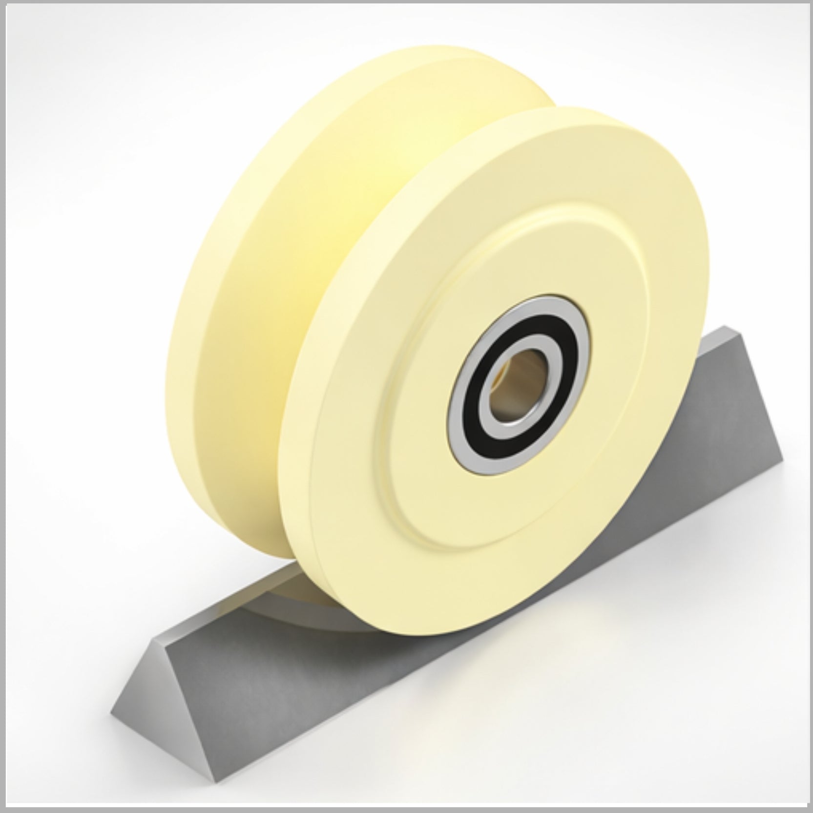 100 mm V-Nut Profilrolle, Polyamid 6G natur, Kugellager - DSPV-2505K/100/24/18