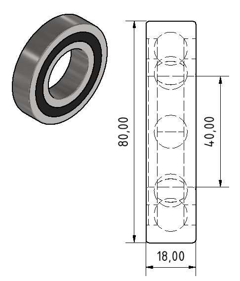 6208 2RS 40 x 80 x 18 mm Rillenkugellager