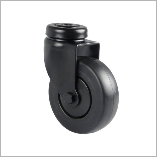 Schwarze lenkrolle mit Rückenloch-Befestigung für Regale, Theken, Möbel-, und Ladenbau